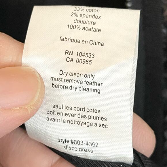 Nanette Lepore Women's Black Sleeveless Sequins Feathers Disco Dress Size 4 - Picture 10 of 11